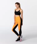 Black & Vibrant Orange Gym T-back Bra