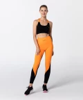 Black & Vibrant Orange Fitness T-back Bra