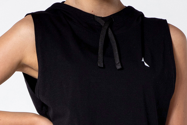 black Steady Sleeveless Hoodie