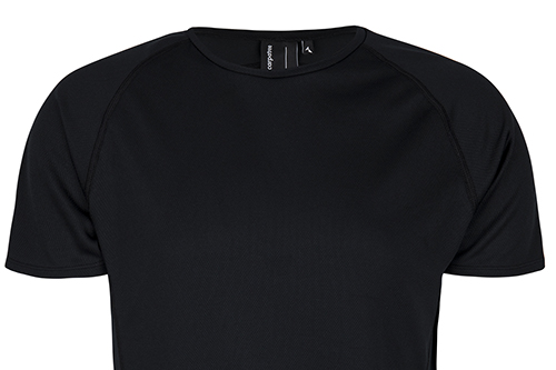 black t-shirt with logo