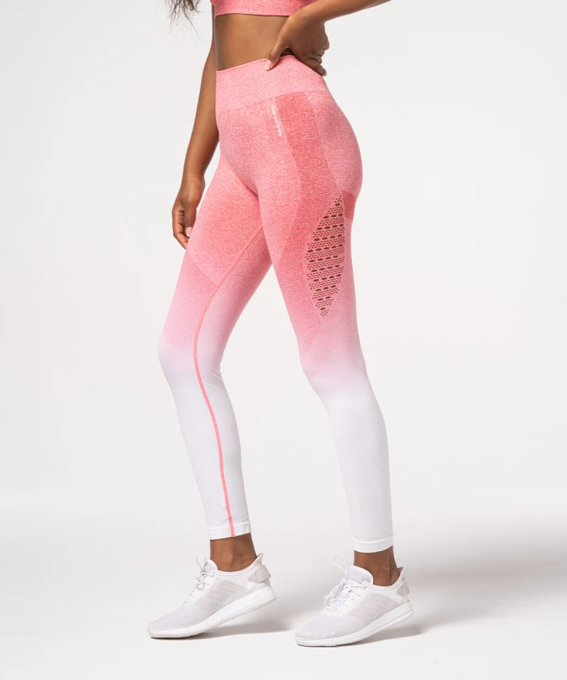 PINK OMBRE LEGGINGS Womens Pink Ombre Printed Leggings Yoga Pants