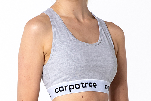 Grey Melange Cotton Boxer Bra, Sporty - Carpatree