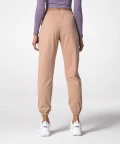 beige sweatpants with elastic cuffs