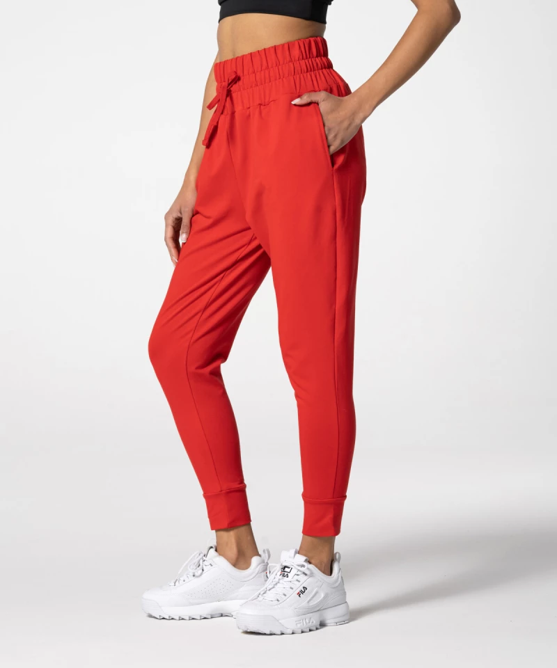 Women's Red Fair Joggers with high waist - Carpatree