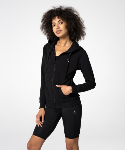 Black Basic Zipper Hoodie