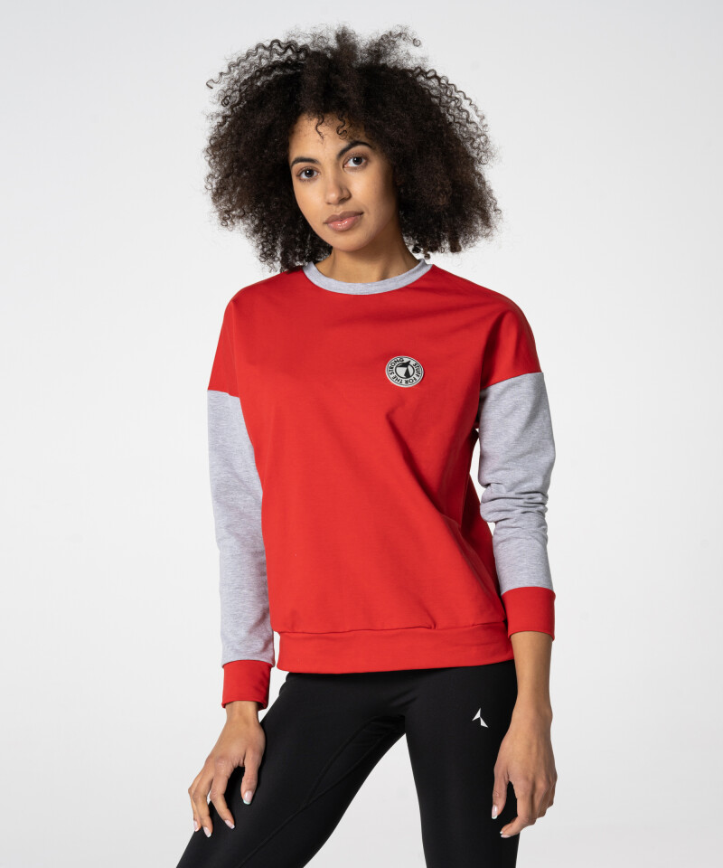 Rot-Graues College Sweatshirt für Damen 1