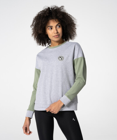 Grün-Graues College Sweatshirt für Damen 1