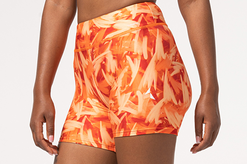 orange shorts with logo