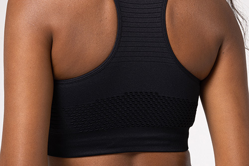 black seamless sports bra