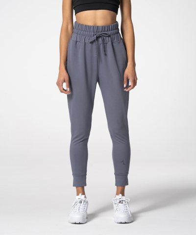 Grey Women's sweatpants with elastic cuffs