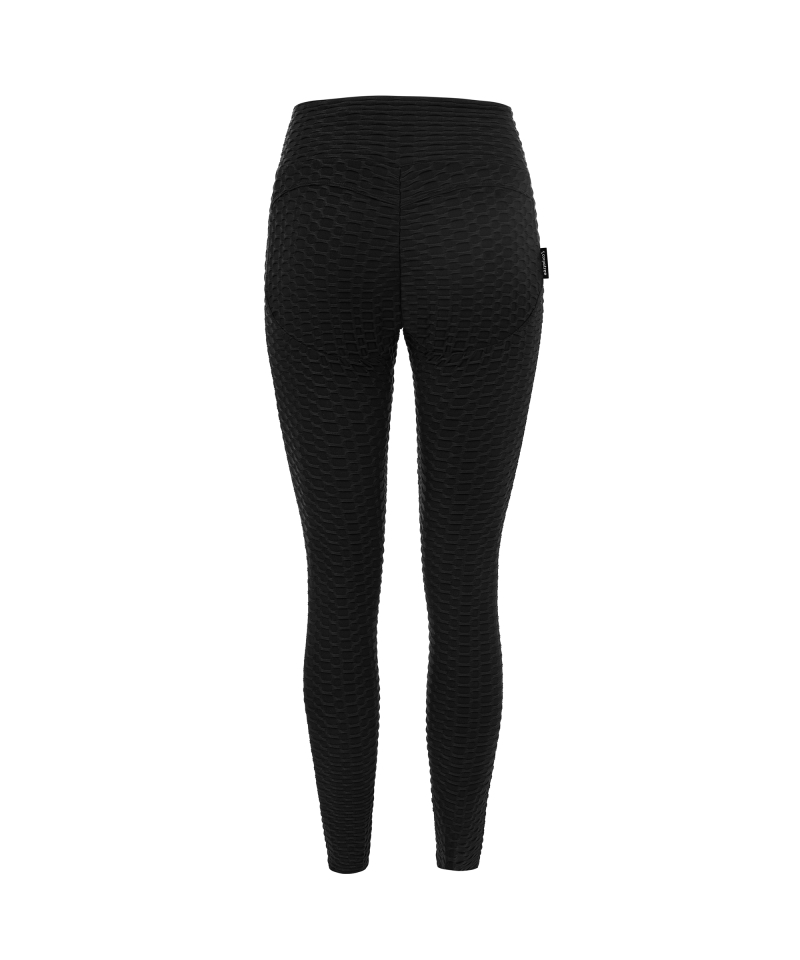 Black leggings with textured material