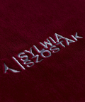 Burgundy sweatpants from Sylwia Szostak's collection