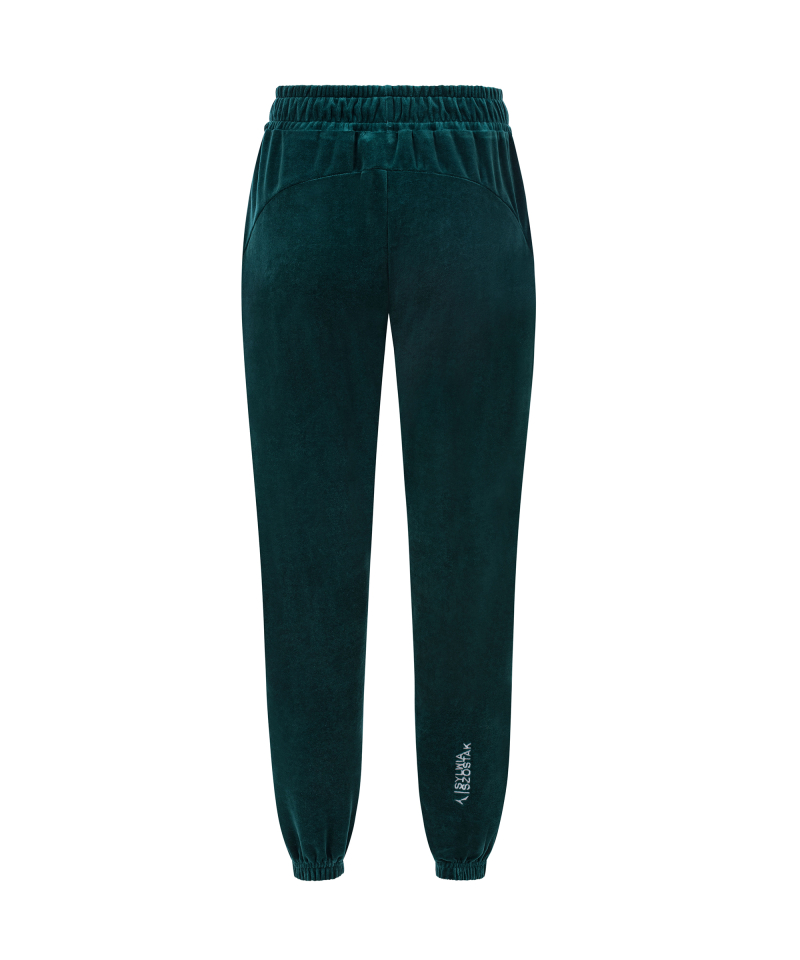 Damskie Zielone welurowe spodnie dresowe