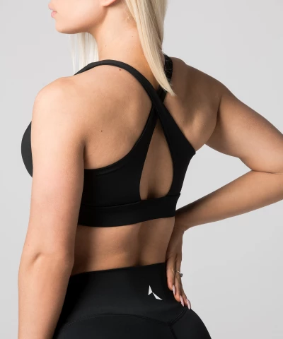 O-neck black sports bra