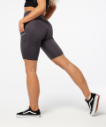 Grey women's biker shorts with pockets