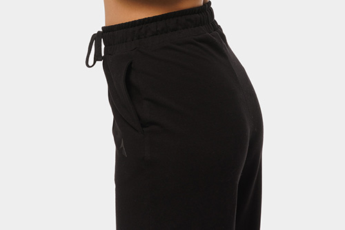 black wide cotton pants