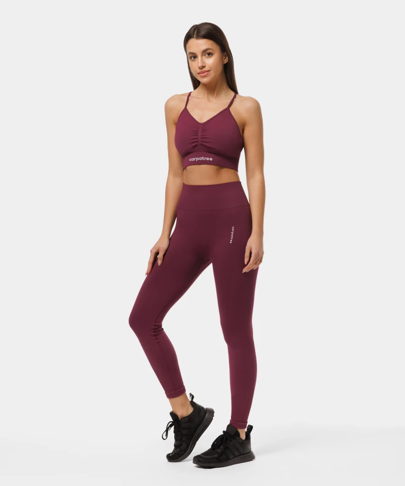 Women's burgundy push up leggings