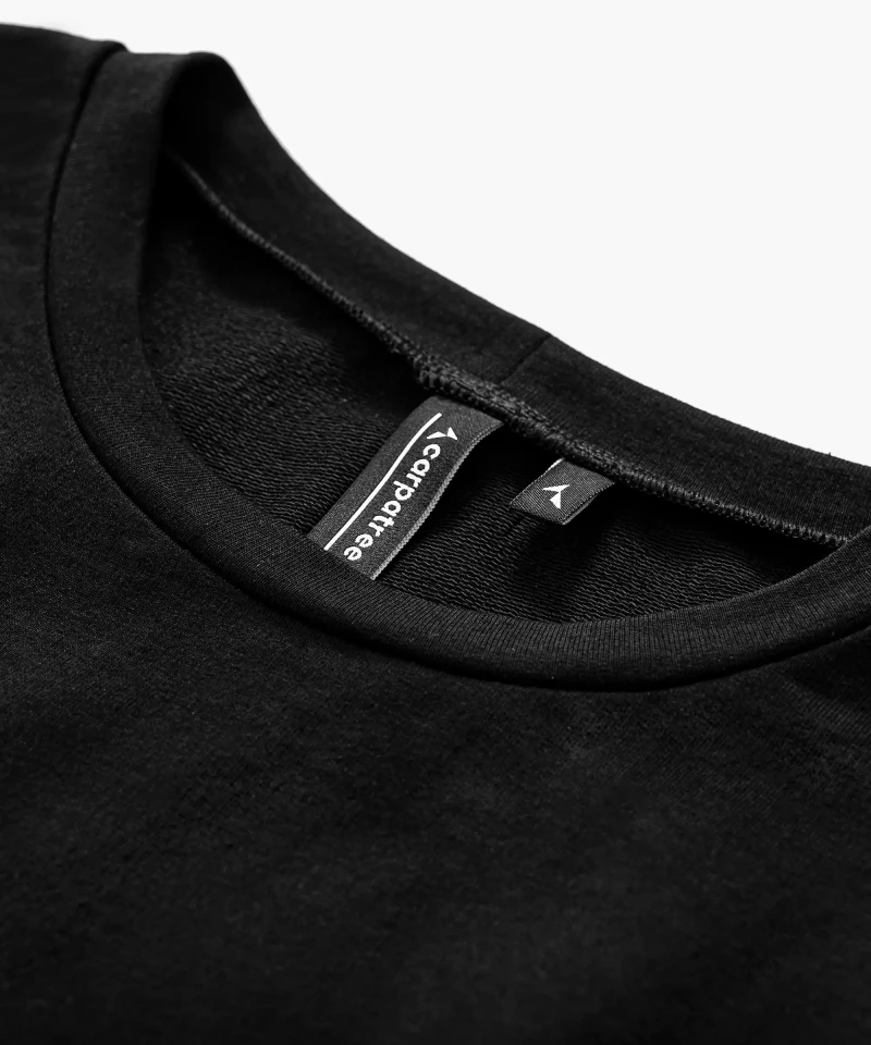 Black sweatshirt with rounded neckline