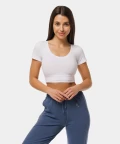 Eve Cropped Top with cut out, off-white