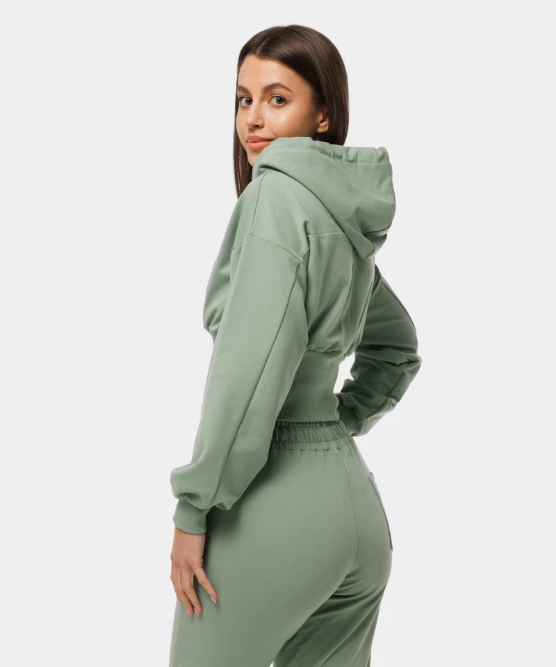 Mint hoodie with elastic cuffs
