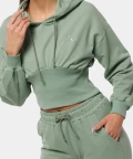 Olive women's short hoodie