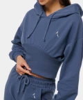 Blue hoodie with elastic cuffs