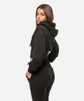 Women's black hoodie narrowed at the waist