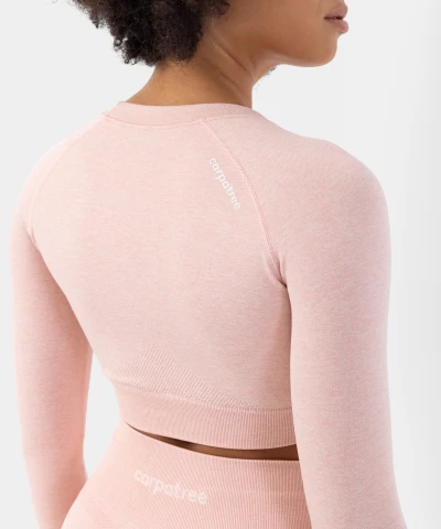 pink crop top with long sleeves seamless