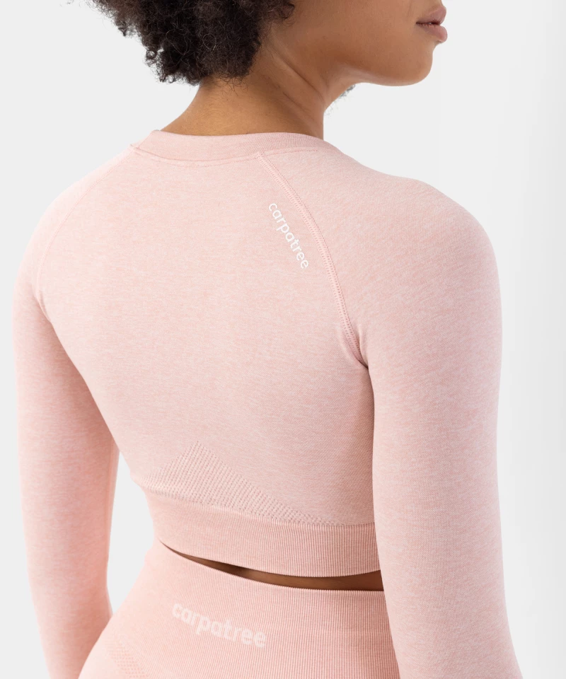 pink crop top with long sleeves seamless