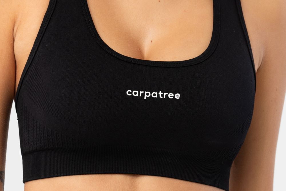 black seamless bra with Carpatree logo