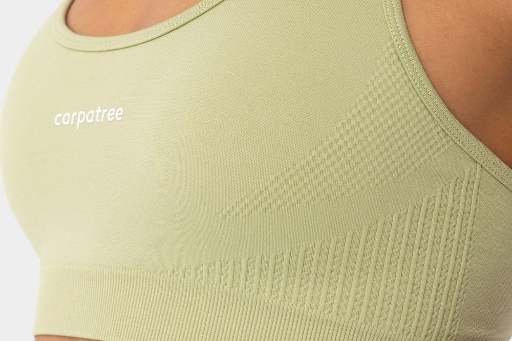 pistachio gym bra with decorative accents