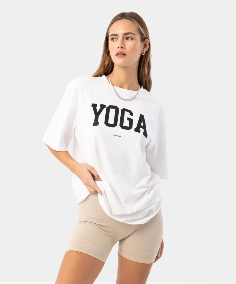 women's white t-shirt with lettering