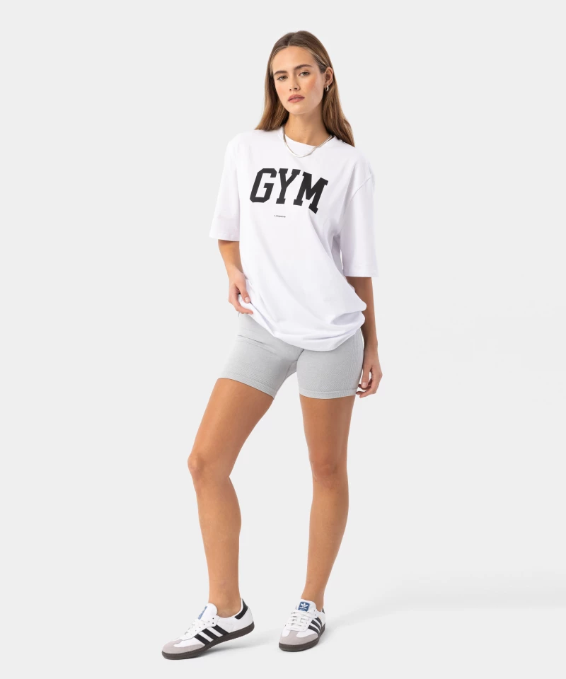 biały t-shirt damski z napisem Gym