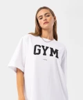 white women's t-shirt with lettering