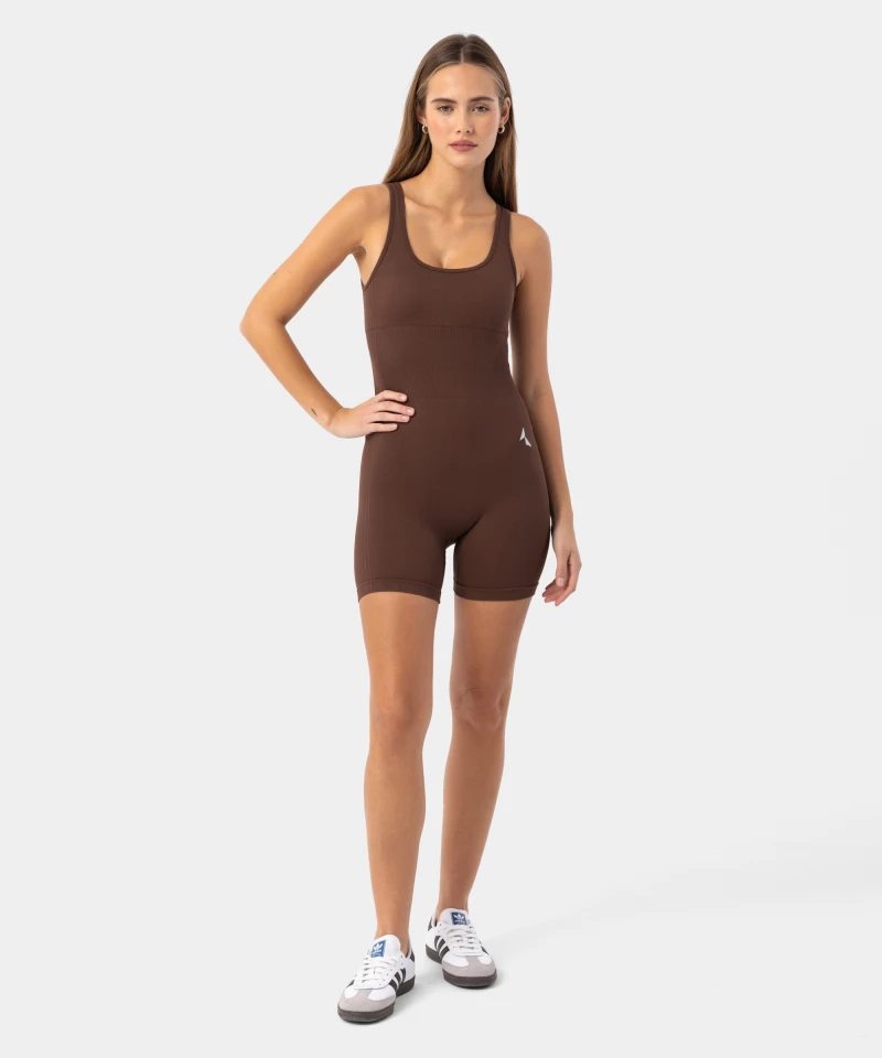 Women's seamless jumpsuit Elevate brown - Carpatree