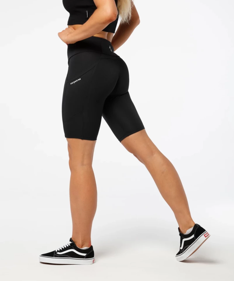 Elastic Black Libra Biker Shorts - Carpatree