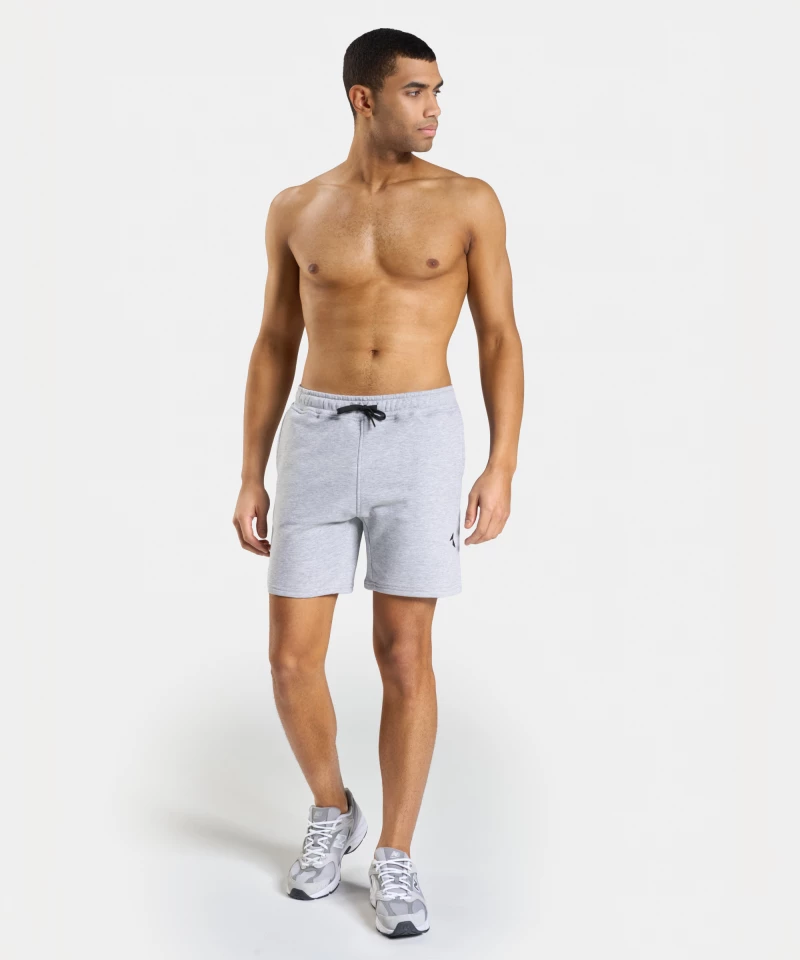 grey sweatshirt sport shorts