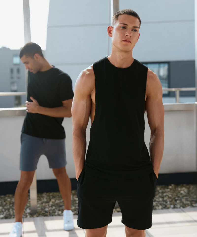 black sports shorts