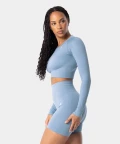 seamless blue long sleeve top