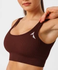 brown ribbed sports bra