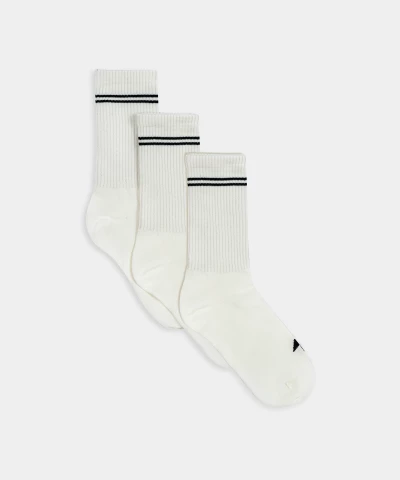 three-pack of white Crew sports socks