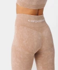 legginsy z efektem stone wash beżowe