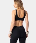 Comfortable Black Sports Bra With Silver Logo