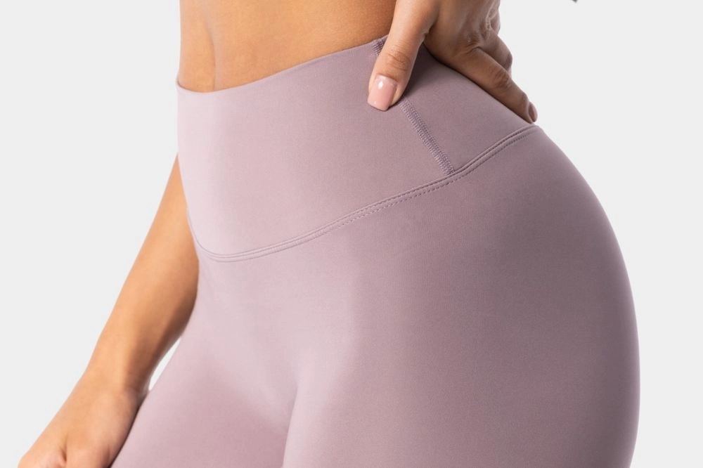 lavender leggings with wide waistband