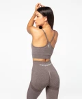 Brown modeling leggings for the gym