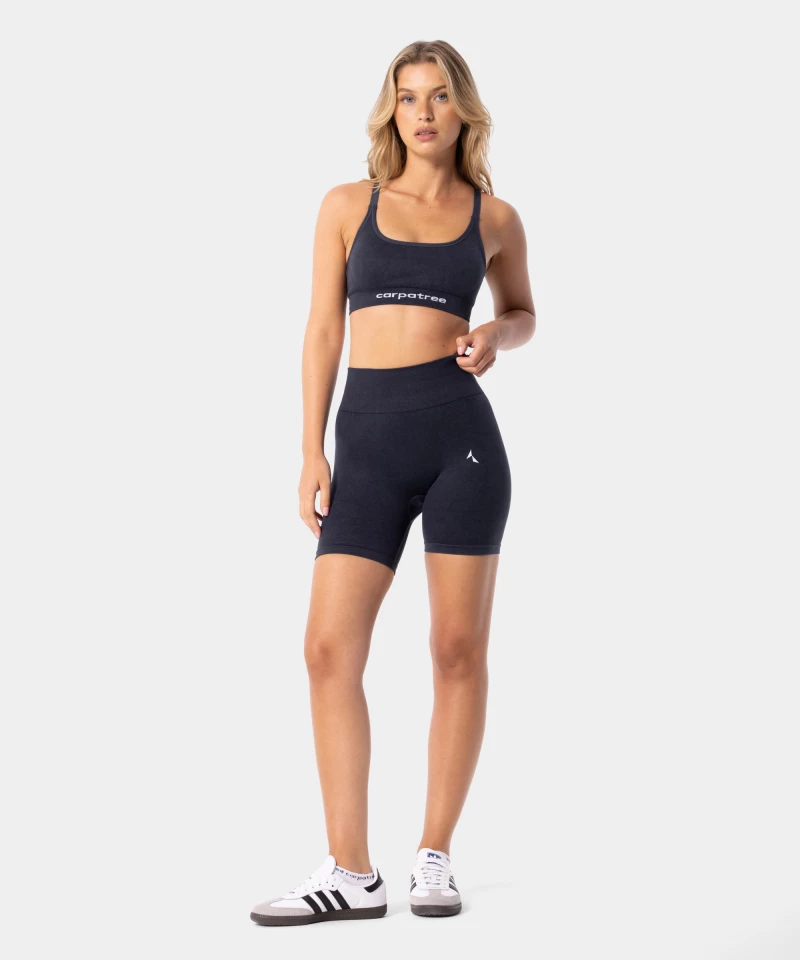 black seamless sports shorts