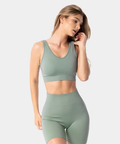 green seamless sports bra