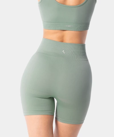 light green Simply Seamless gym shorts