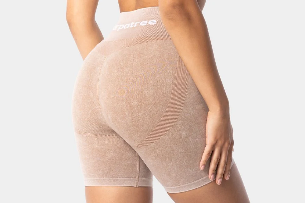 seamless beige shorts with high waist