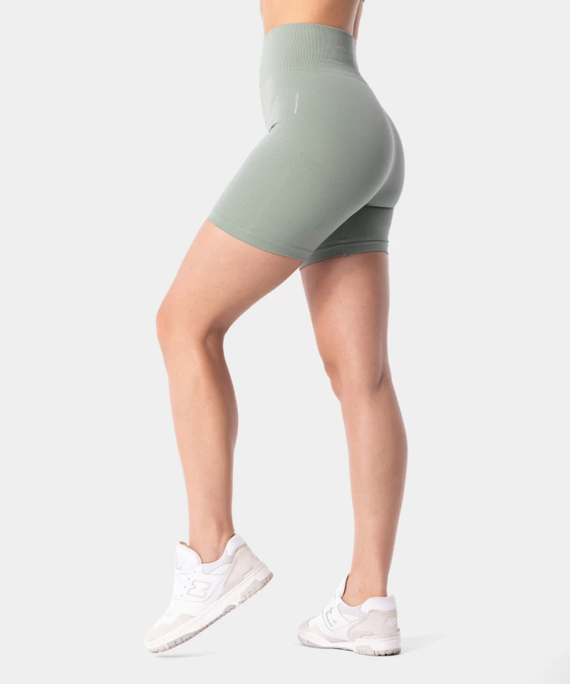 green seamless gym shorts